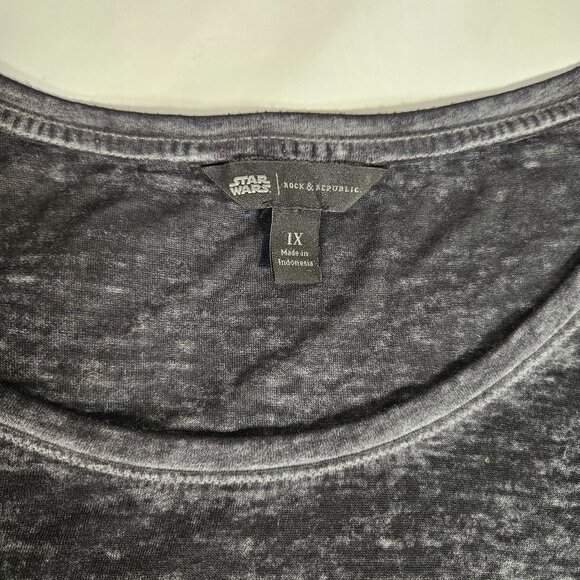 Star Wars Rock & Republic R2D2 Beaded Burnout Shirt Women Size 1X Black - Picture 4 of 7